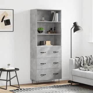 kõrge kapp, betoonhall, 69,5 x 34 x 180 cm,tehispuit