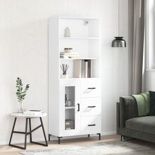 высокий шкаф, белый, 69,5 x 34 x 180 см, искусственное дерево