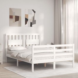 каркас кровати с изголовьем, белый, 120 x 200 см, массив дерева