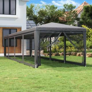 peotelk 10 võrgust külgseinaga, antratsiithall, 3 x 12 m HDPE