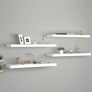 seinariiulid, 4 tk, valge, 80 x 23,5 x 3,8 cm MDF