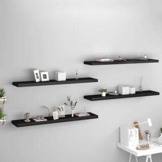 seinariiulid, 4 tk, must, 120x23,5x3,8 cm MDF