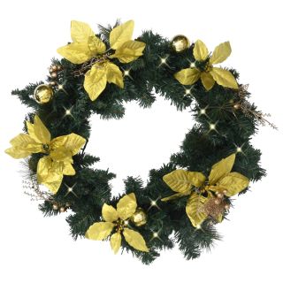 jõulupärg LED-tuledega, roheline, 60 cm, PVC