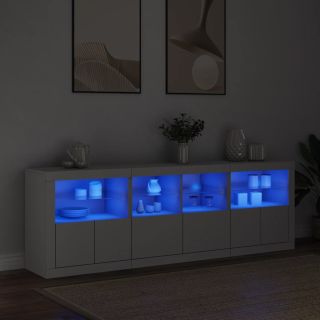 puhvetkapp LED-tulega, valge, 202 x 37 x 67 cm
