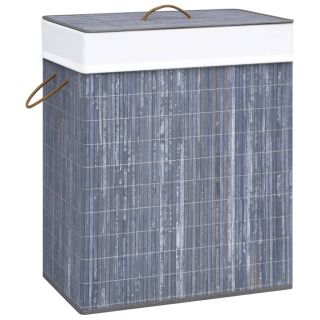 корзина для белья из бамбука с 1 отделением, серая, 83 л