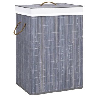 корзина для белья из бамбука с 1 отделением, серая