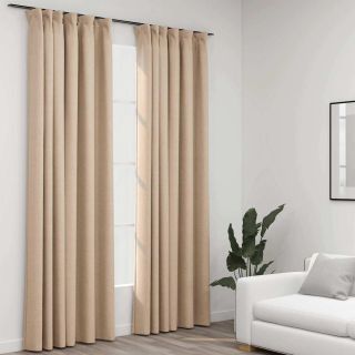 pimendavad kardinad konksudega, 2 tk beež 140 x 245 cm