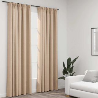 pimendavad kardinad konksudega, 2 tk beež 140 x 225 cm
