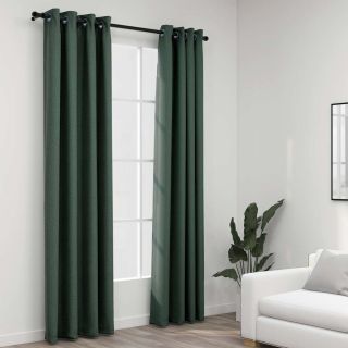 linase välimusega pimendavad kardinad 2 tk roheline 140x225 cm