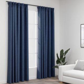 pimendavad kardinad konksudega, 2 tk sinine 140 x 245 cm