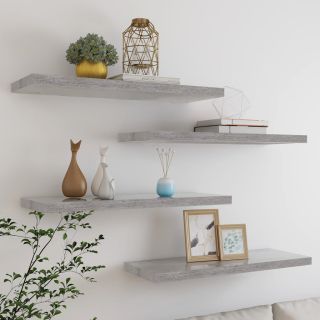 seinariiulid 4 tk, betoonhall, 80 x 23,5 x 3,8 cm MDF