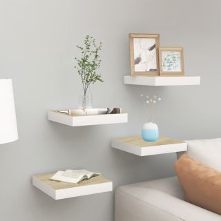 seinariiulid, 4 tk, tamm ja valge, 23 x 23,5 x 3,8 cm MDF