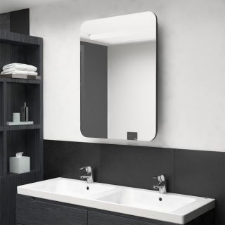 LED vannitoa peegelkapp, säravmust, 60x11x80 cm