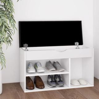 Скамейка для обуви с подушкой, белая, 80 x 30 x 47 см, искусственное дерево