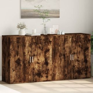 puhvetkapid 2 tk, suitsutatud tamm, 79 x 38 x 80 cm, tehispuit