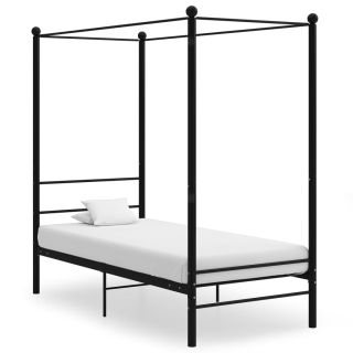 baldahhiiniga voodiraam, must, metall, 100 x 200 cm
