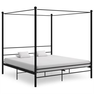 baldahhiiniga voodiraam, must, metall, 180 x 200 cm