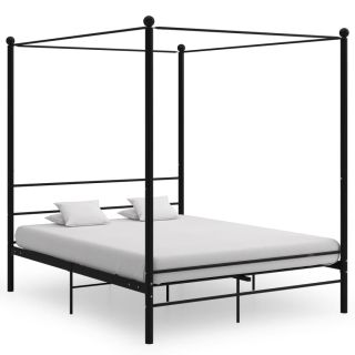 baldahhiiniga voodiraam, must, metall, 160 x 200 cm