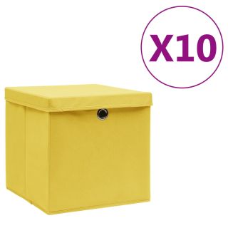 hoiukastid kaanega 10 tk, 28 x 28 x 28 cm, kollane