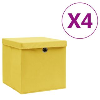 hoiukastid kaanega 4 tk, 28 x 28 x 28 cm, kollane