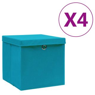 hoiukastid kaanega 4 tk, 28 x 28 x 28 cm, helesinine