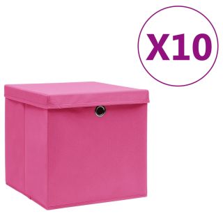hoiukastid kaanega 10 tk, 28 x 28 x 28 cm, roosa