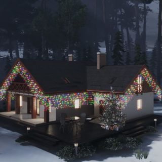 LED-valguskardin, 10 m, 400 LEDi, värviline, 8 funktsiooni