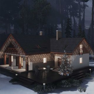 Светодиодная световая завеса, 10 м, 400 светодиодов, теплый белый, 8 функций
