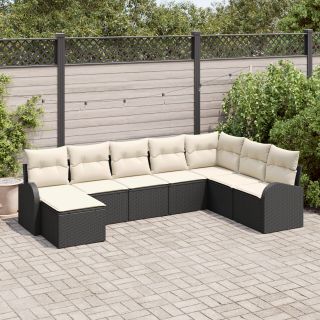 8-osaline aia diivanikomplekt padjadega Must polü rattan