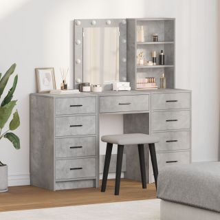 3-osaline tualettlaua komplekt LED-iga - Betoonhall Tehispuit