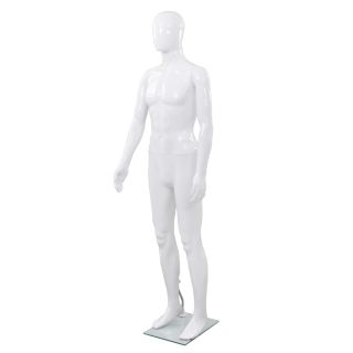täispikkuses meesmannekeen klaasist alusel, läikiv valge 185 cm