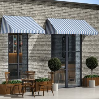 bistroo varikatus, 400 x 120 cm, sinine ja valge
