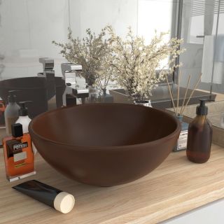 роскошная круглая мойка, матовая темно-коричневая 32,5 x 14 см, керамика