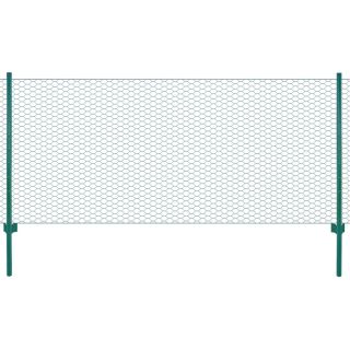 traadist võrkaed aiapostidega, teras, 25 x 0,75 m, roheline