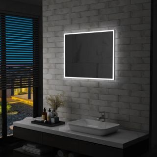 настенное зеркало для ванной комнаты со светодиодной подсветкой 80 x 60 см