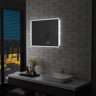 vannitoa LED-seinapeegel puuteanduri ja ajanäidikuga 80 x 60 cm