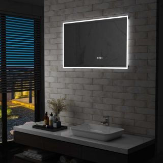 vannitoa LED-seinapeegel puuteanduri ja ajanäidikuga 100x60 cm