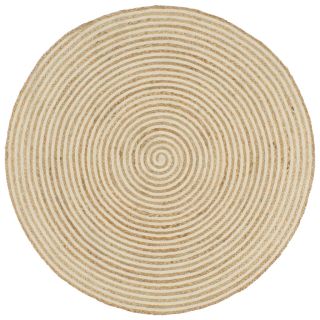 käsitsi valmistatud džuutvaip spiraaldisainiga, valge 90 cm