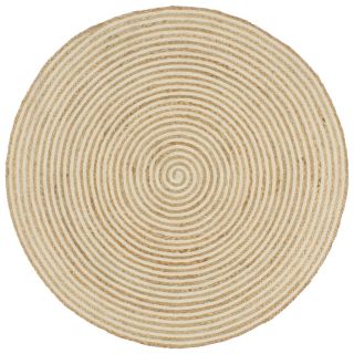 käsitsi valmistatud džuutvaip spiraaldisainiga, valge 120 cm