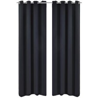Плотные шторы с металлическими кольцами 2 шт. 135 x 245 см черные