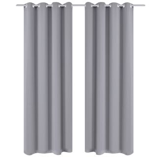 Серые затемняющие шторы с металлическими кольцами 2 шт. 135 x 245 см