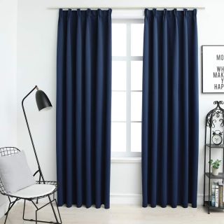pimendavad kardinad konksudega, 2 tk, sinine, 140 x 175 cm