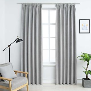 pimendavad kardinad konksudega, 2 tk, hall, 140 x 225 cm