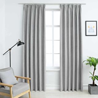 pimendavad kardinad konksudega, 2 tk, hall, 140 x 245 cm
