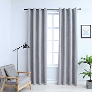 pimendavad kardinad metallrõngastega 2 tk, hall, 140 x 175 cm