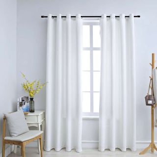 pimendavad kardinad metallrõngastega 2 tk, valge, 140 x 245 cm