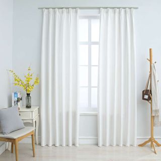 pimendavad kardinad konksudega, 2 tk, koltunud valge 140x175 cm