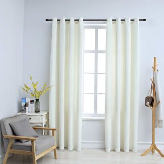 pimendavad kardinad rõngastega 2 tk, samet, kreemjas, 140x225cm
