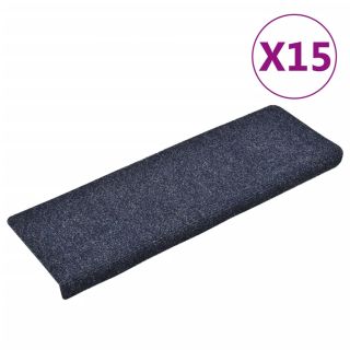 Ковры для лестницы 15 шт., петлевая техника, 65x21x4 см, синие