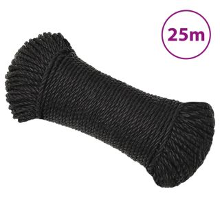 рабочий канат, черный, 8 мм 25 м, полипропилен